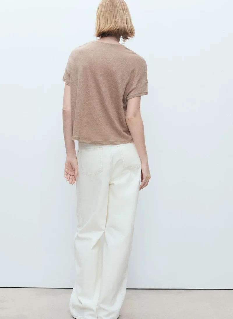 MANGO short-sleeved linen t-shirt